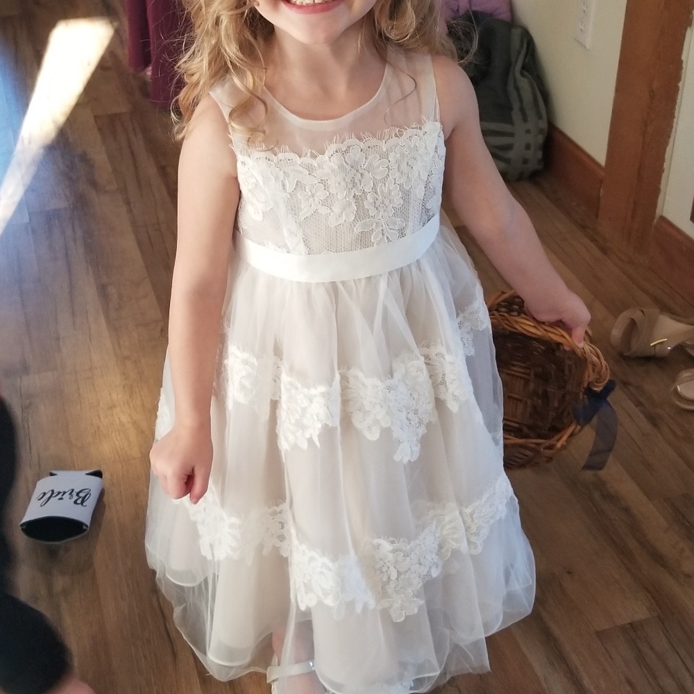 Banded Lace Illusion Flower Girl dress